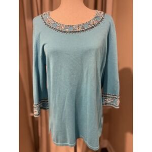 Bob Mackie Women's Sweater Medium Blue‎